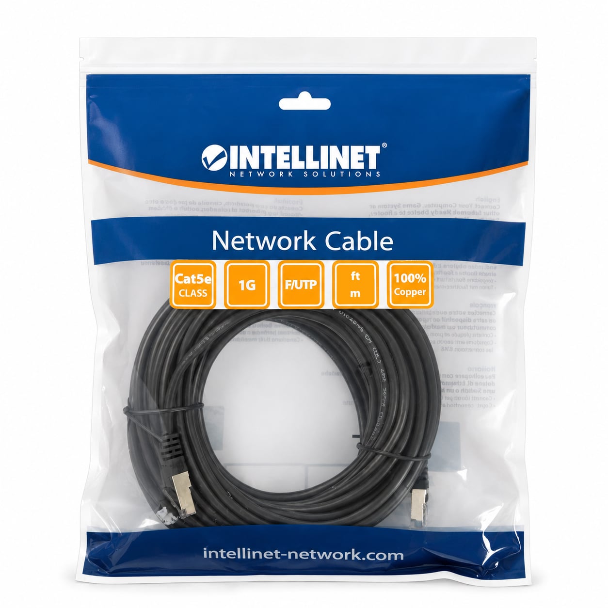 Cavo di rete Patch in Rame Schermato Cat5e Nero F/UTP 15m - Intellinet ICOC F5E-150-BK