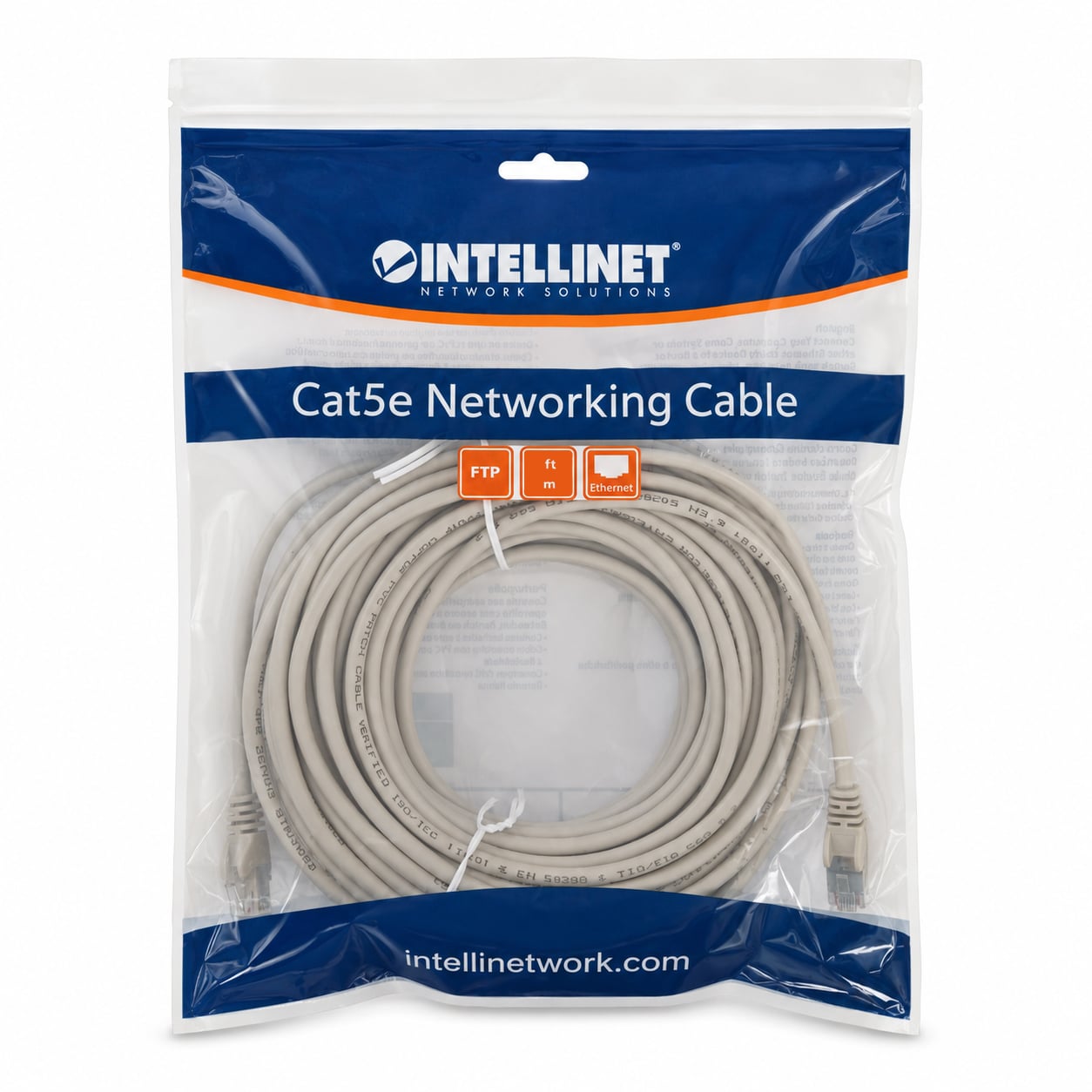 Cavo di rete Patch in Rame Schermato Cat5e Grigio F/UTP 20m - Intellinet ICOC F5E-200