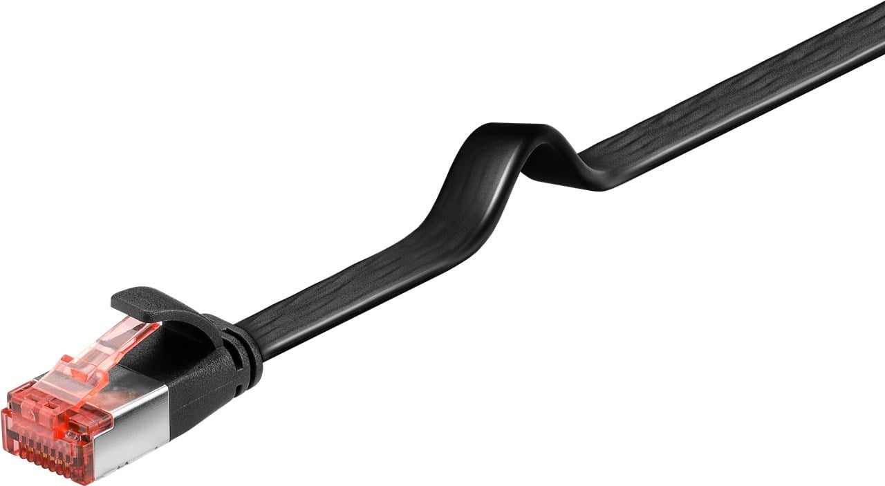 Cavo di Rete Patch Piatto in Rame Cat6 U/FTP 1,0m Nero - Goobay ICOC F6-FL-010BK
