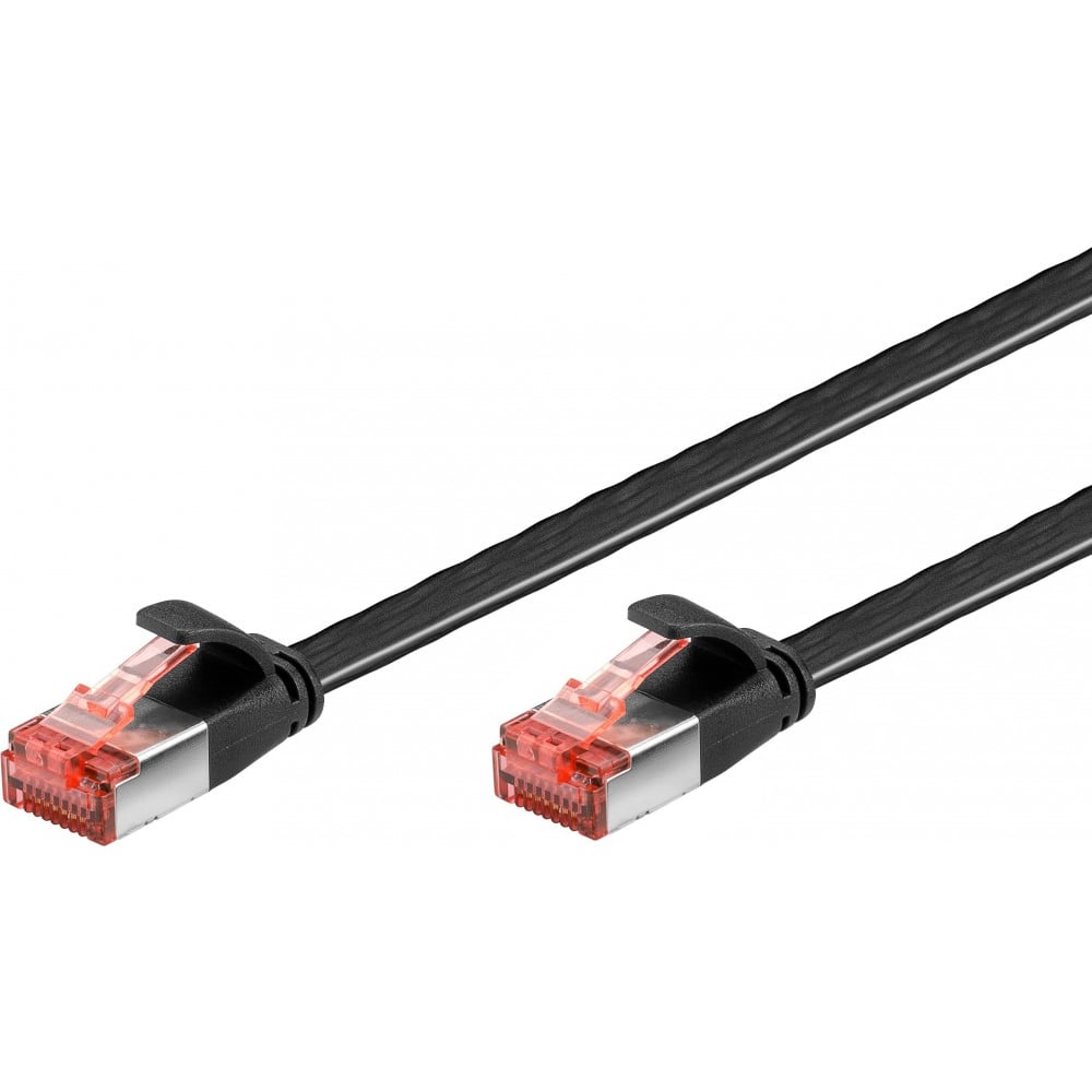 Cavo di Rete Patch Piatto in Rame Cat6 U/FTP 3,0m Nero - Goobay ICOC F6-FL-030BK