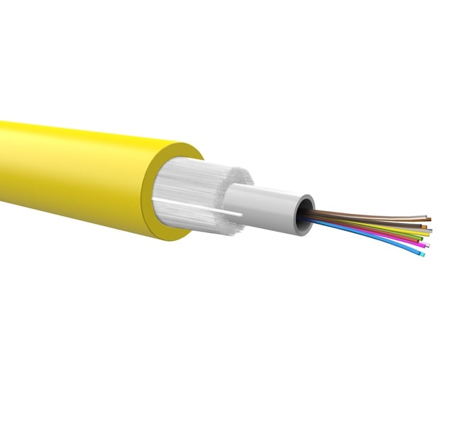 Cavo Loose Dielettrico da interno 24 fibre 9/125 OS2 B2ca LSZH giallo - ICOC FOIRL-B2I-24/O2