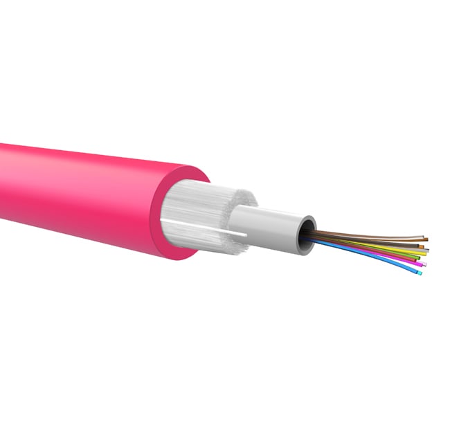 Cavo Loose Dielettrico da interno 24 fibre 50/125 OM4 B2ca LSZH fucsia - ICOC FOIRL-B2I-24/O4