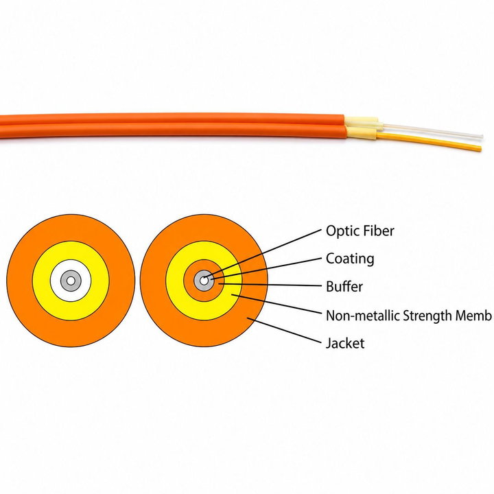 Cavo Zip Cord 2 Fibre Multimodale 50/125 OM2 2.9x5.8 mm Arancione - ICOC FOIRL-BF/50