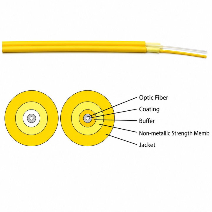 Cavo Zip Cord 2 Fibre Monomodale 9/125 OS2 2.9x5.8 mm Giallo - ICOC FOIRL-BF/9