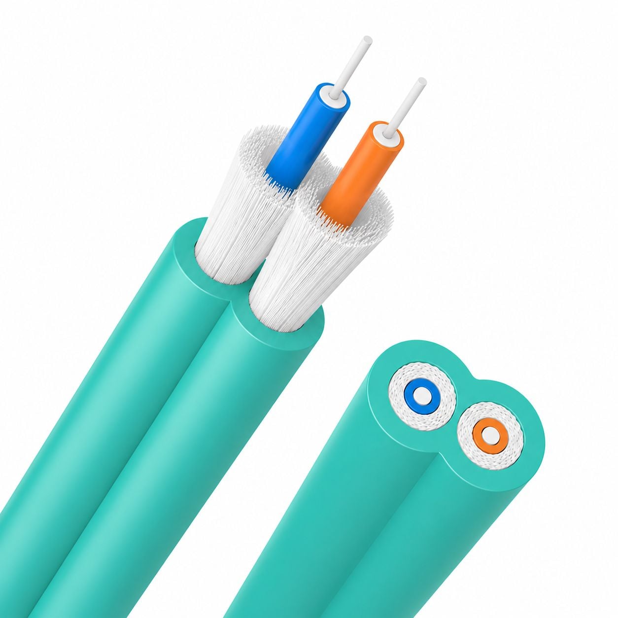 Zip Cord cable 2 Fibre Multimodal 50 / 125 OM 3 2.9 x 5.8 mm Green Water - OEM ICOC FOIRL-BF/OM 3