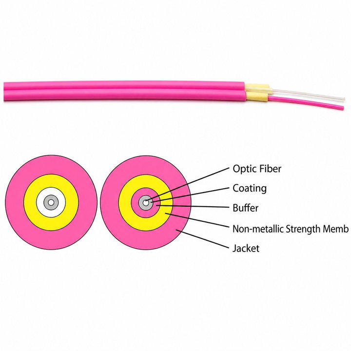 Cavo Zip Cord 2 Fibre Multimodale 50/125 OM4 2.9x5.8 mm Fucsia - OEM ICOC FOIRL-BF/OM4
