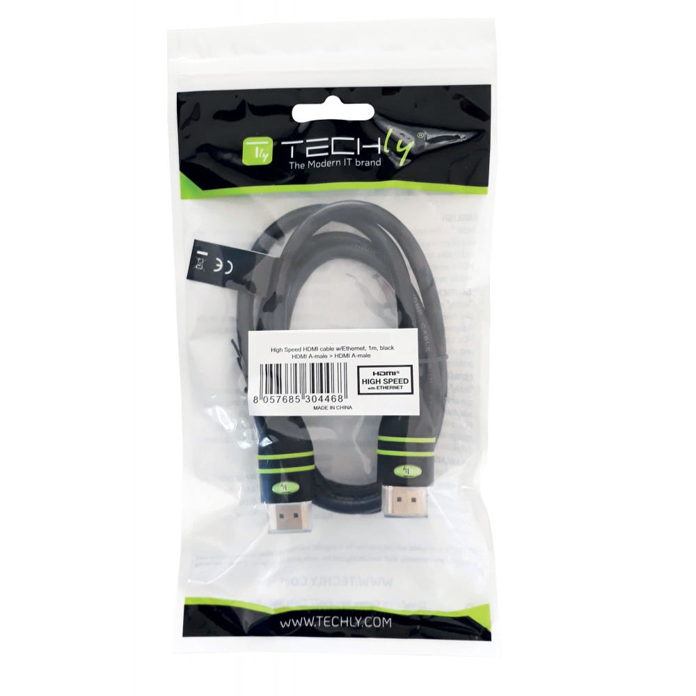 Cavo HDMI™ High Speed con Ethernet A/A M/M 4K 0,5m Nero - Techly ICOC HDMI-4-005