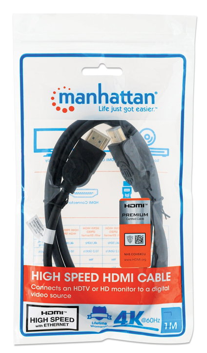 Cavo HDMI High Speed con Ethernet Premium 1m - Manhattan ICOC HDMI-4-010M