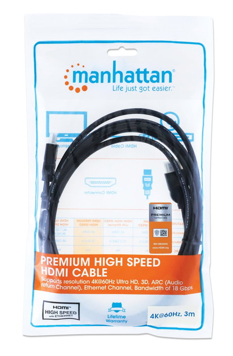 Cavo HDMI High Speed con Ethernet Premium 3m - Manhattan ICOC HDMI-4-030M
