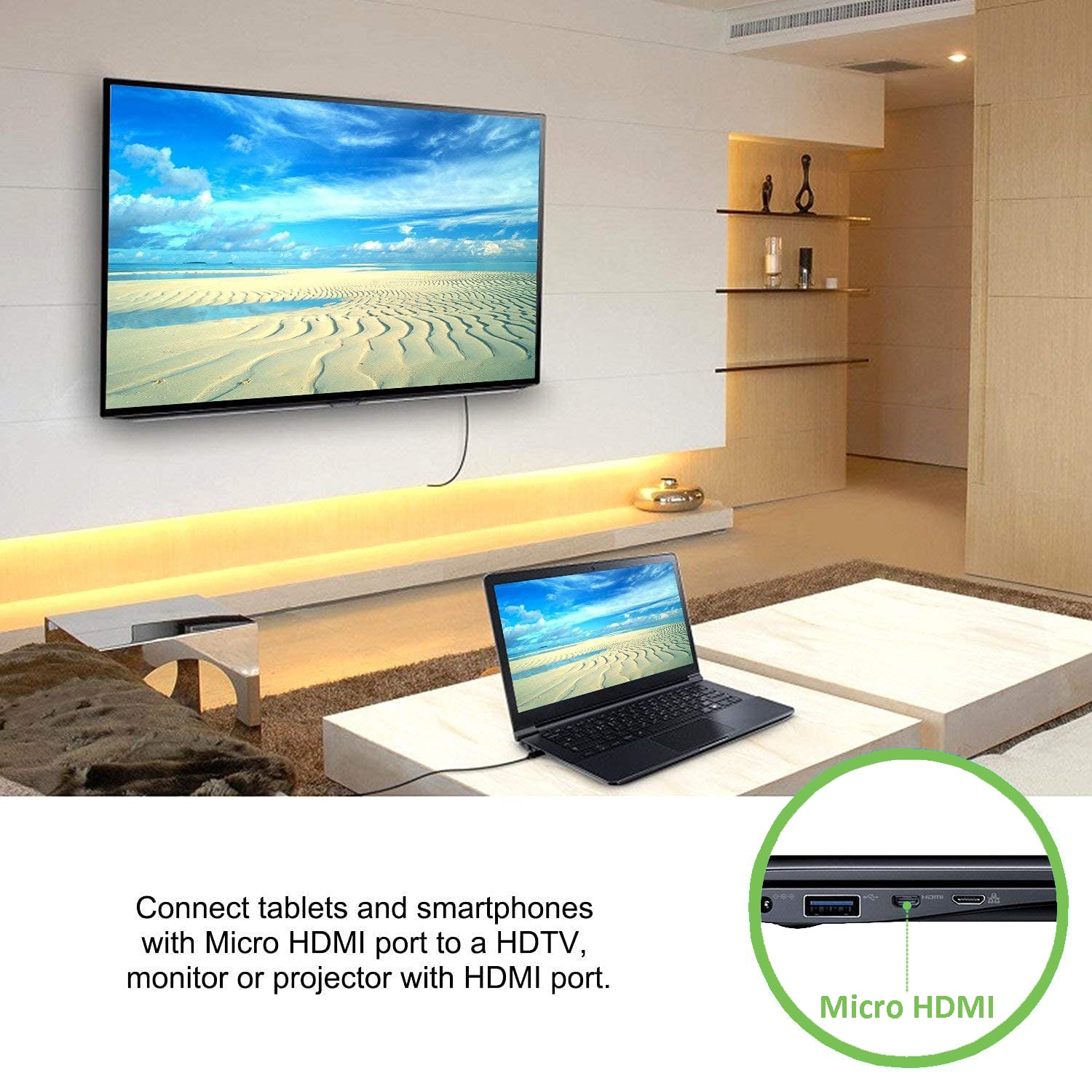 Cavo HDMI™ Highspeed con Ethernet Channel 1.4 A M/ Micro D M, 3m - Techly ICOC HDMI-4-AD3