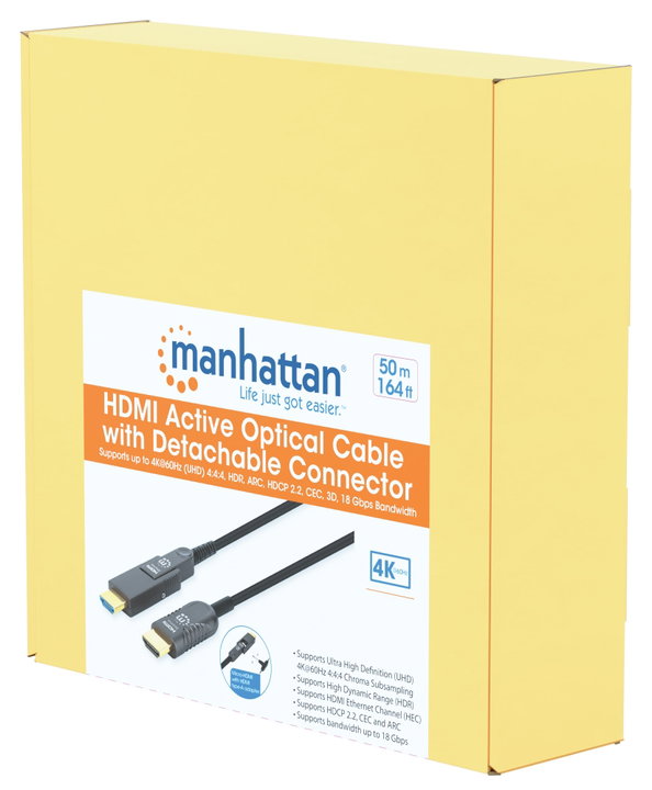 Cavo HDMI attivo in fibra ottica con connettore staccabile 50m - Manhattan ICOC HDMI-AOC-050
