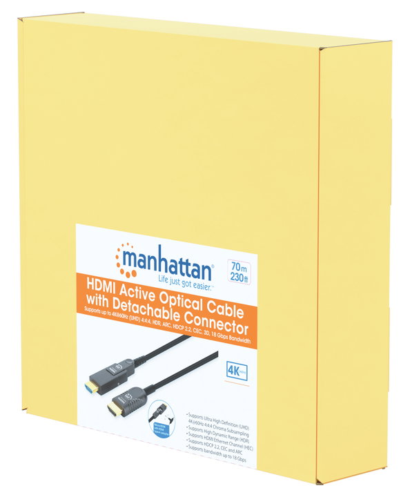 Cavo HDMI attivo in fibra ottica con connettore staccabile 70m - Manhattan ICOC HDMI-AOC-070