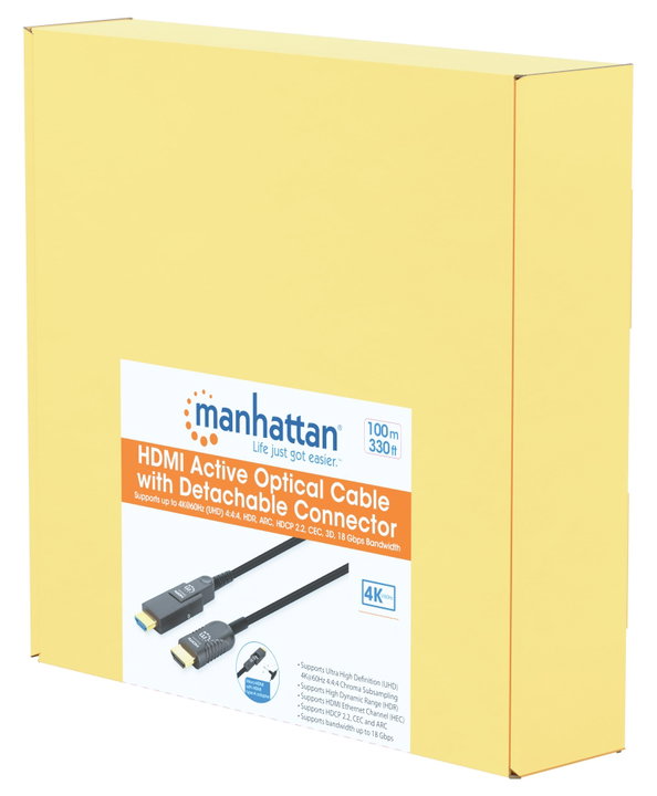Cavo HDMI attivo in fibra ottica con connettore staccabile 100m - Manhattan ICOC HDMI-AOC-100