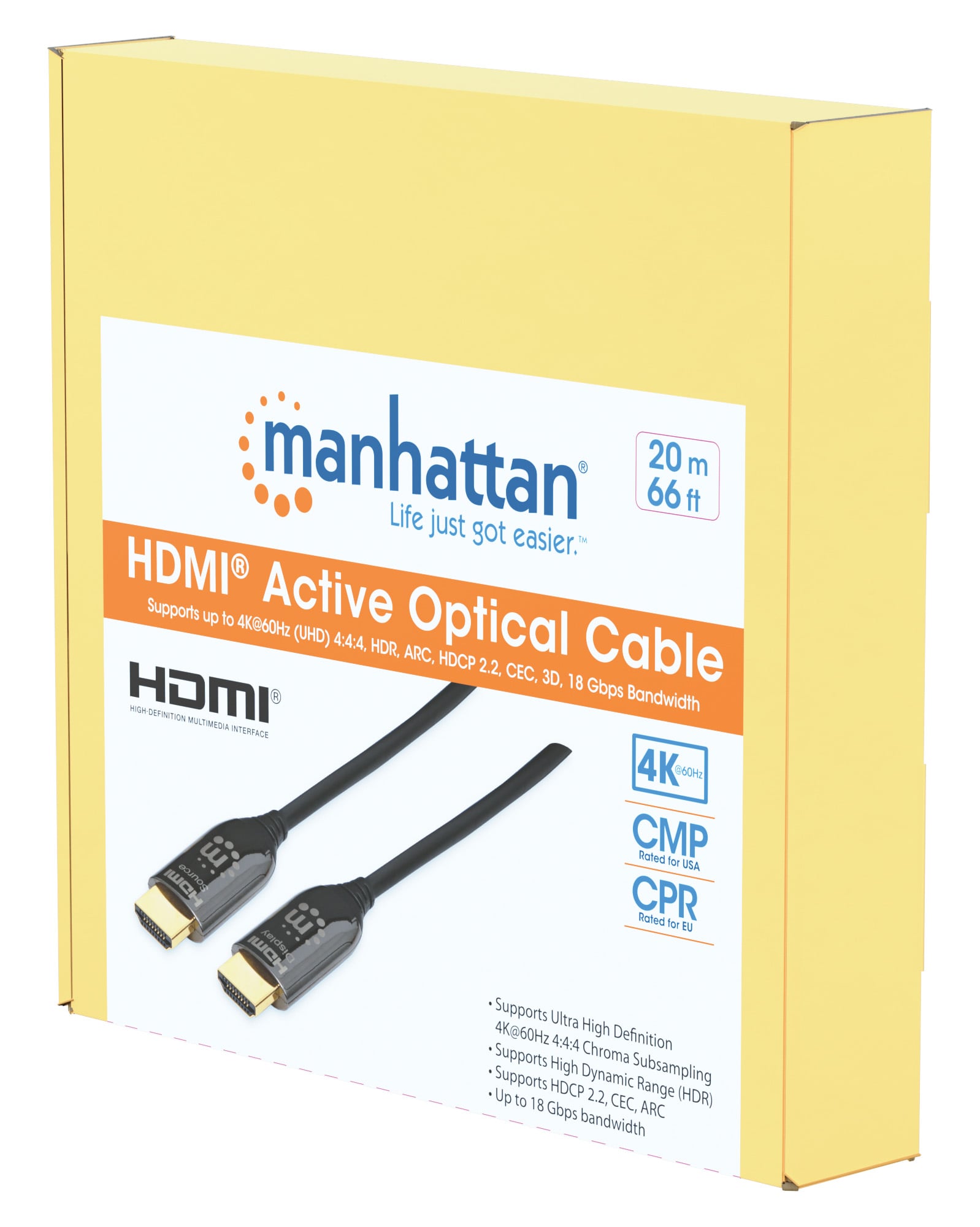 Plenum-Rated HDMI Cable Active in Optic Fiber 20 m - Manhattan ICOC HDMI-HY 2 - 020 C