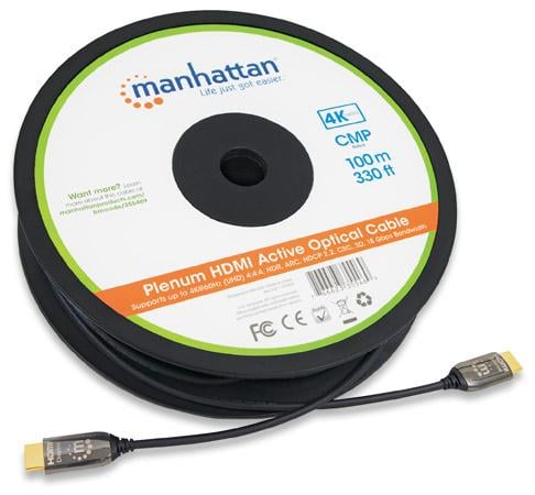 Cavo Plenum-Rated HDMI Attivo in Fibra Ottica 100m - Manhattan ICOC HDMI-HY2-100C