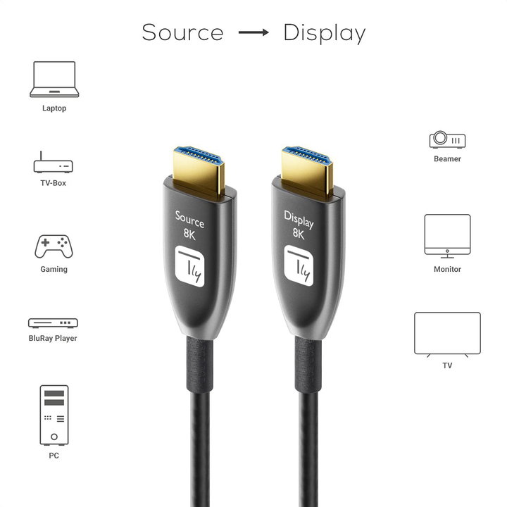 Cavo Ottico Attivo HDMI 2.1 8K 48Gbps eARC 15m - Techly ICOC HDMI-HY8-015