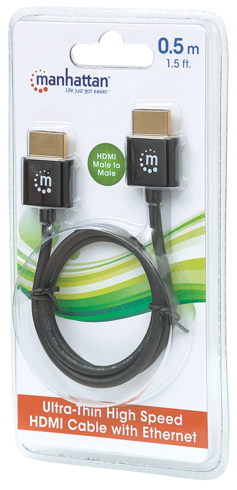 Cavo HDMI™ High Speed con Ethernet Ultra Sottile 0,5m - Manhattan ICOC HDMI-SLM-005