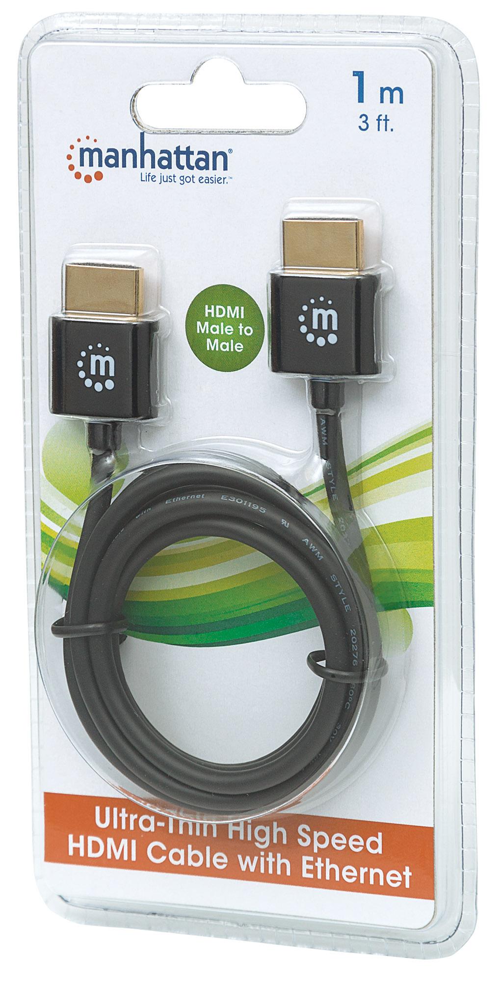 Cavo HDMI™ High Speed con Ethernet Ultra Sottile 1m - Manhattan ICOC HDMI-SLM-010