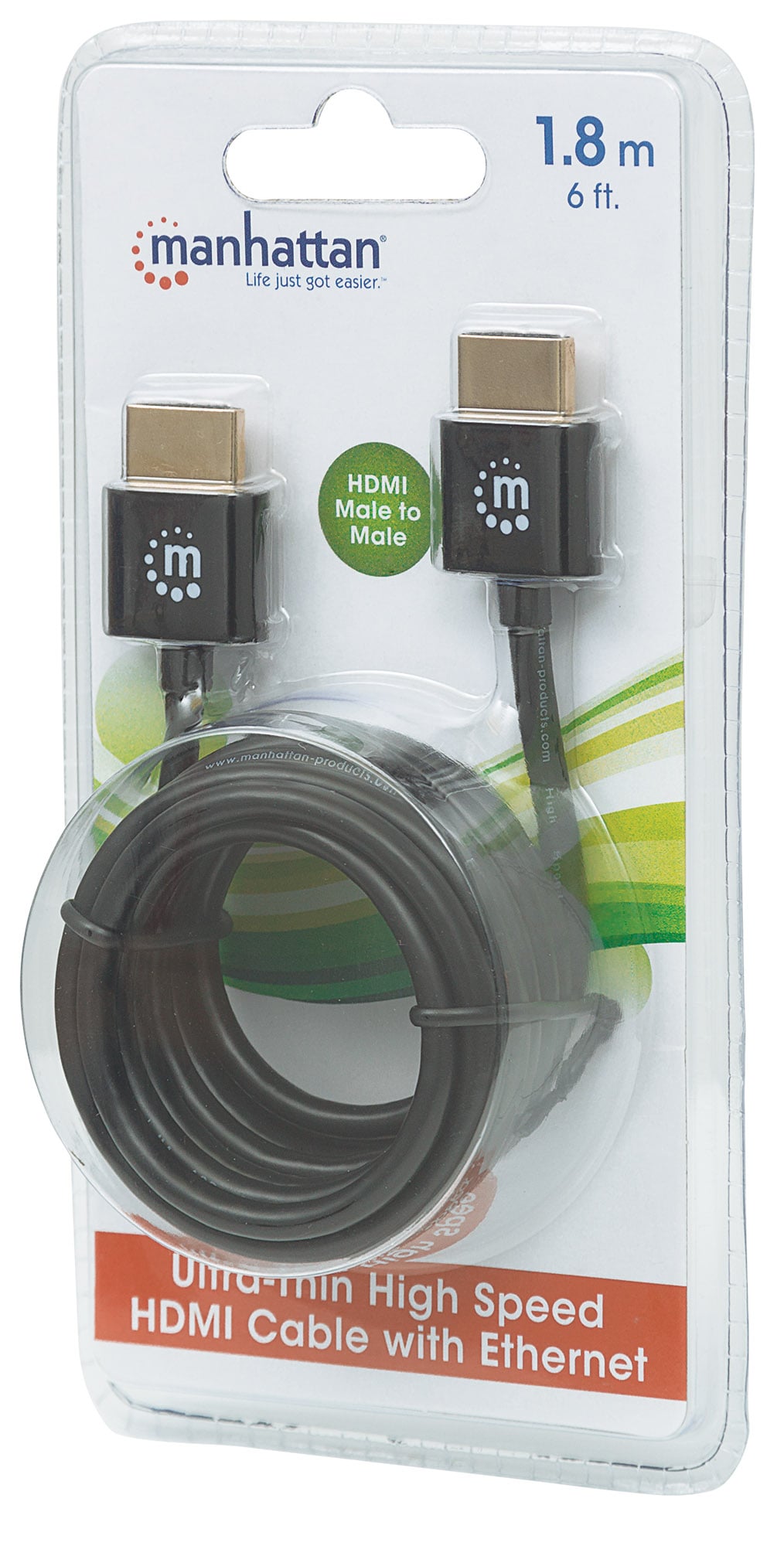 Cavo HDMI™ High Speed con Ethernet Ultra Sottile 1,8m - Manhattan ICOC HDMI-SLM-018