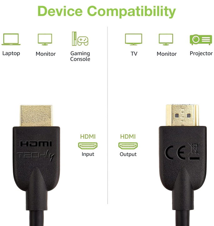 HDMI 2.0 High Speed A/A M/M 0,5 m Black - Techly ICOC HDMI 2 - 4 - 005 T