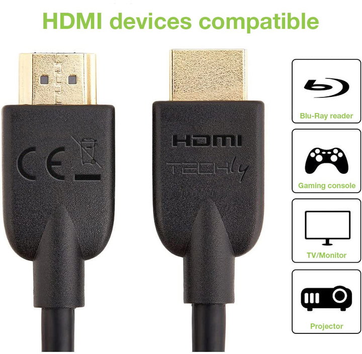 Cavo HDMI 2.0 High Speed A/A M/M 2m Nero - Techly ICOC HDMI2-4-020T
