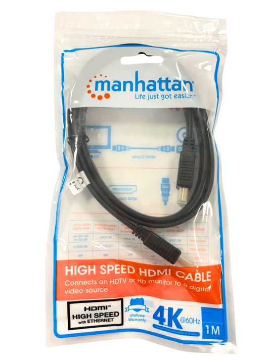 Cavo HDMI High Speed With Ethernet Piatto 1m nero - Manhattan ICOC HDMI2-FE-010MH