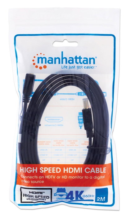 Cavo HDMI High Speed With Ethernet Piatto 2m nero - Manhattan ICOC HDMI2-FE-020MH