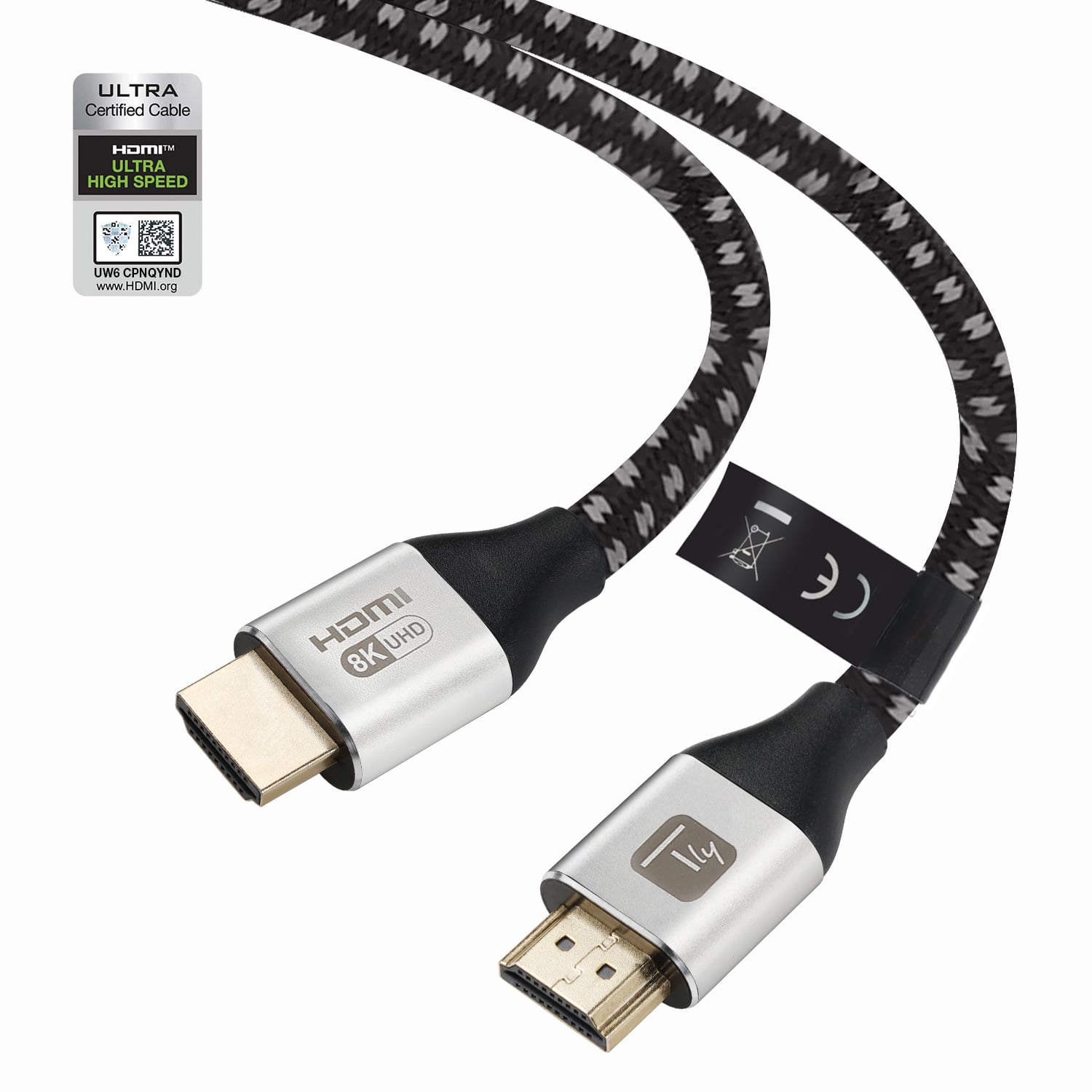 HDMI Ultra High Speed 48 Gbps Male/Man 8 K@ 60 Hz Certificate 1 m - Techly ICOC HDMI 21 - 8 - 010 T