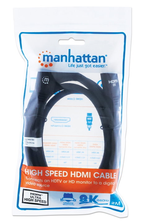 Cavo HDMI con Ethernet Ultra High Speed 8K@60Hz eARC 2m - Manhattan ICOC HDMI21-8-020MH