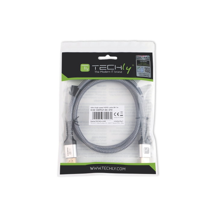 Cavo HDMI Ultra High Speed 48Gbps Certificato 8K@60Hz 1m - Techly ICOC HDMI21-8C-010