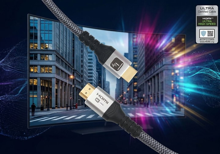 Cavo HDMI Ultra High Speed 48Gbps Certificato 8K@60Hz 1m - Techly ICOC HDMI21-8C-010