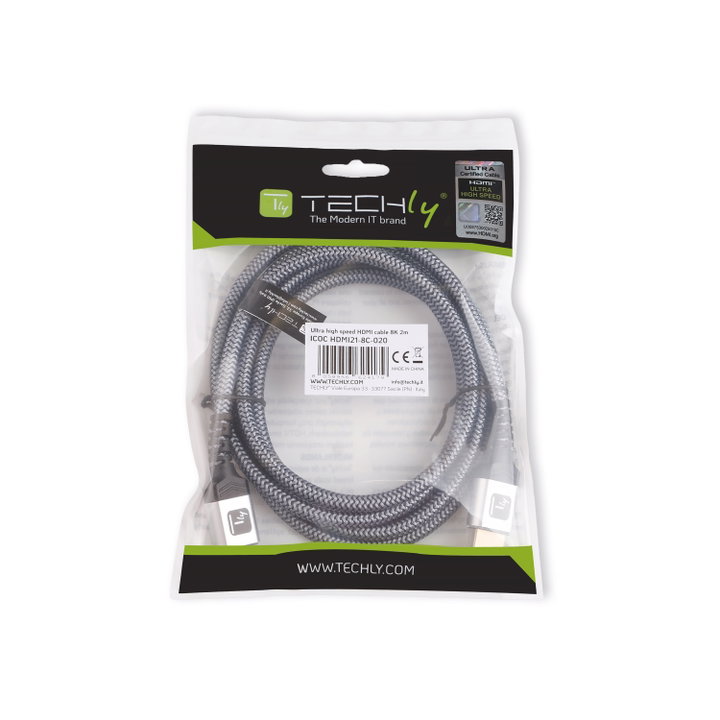 Cavo HDMI Ultra High Speed 48Gbps Maschio/Maschio 8K@60Hz Certificato 2m - Techly ICOC HDMI21-8C-020