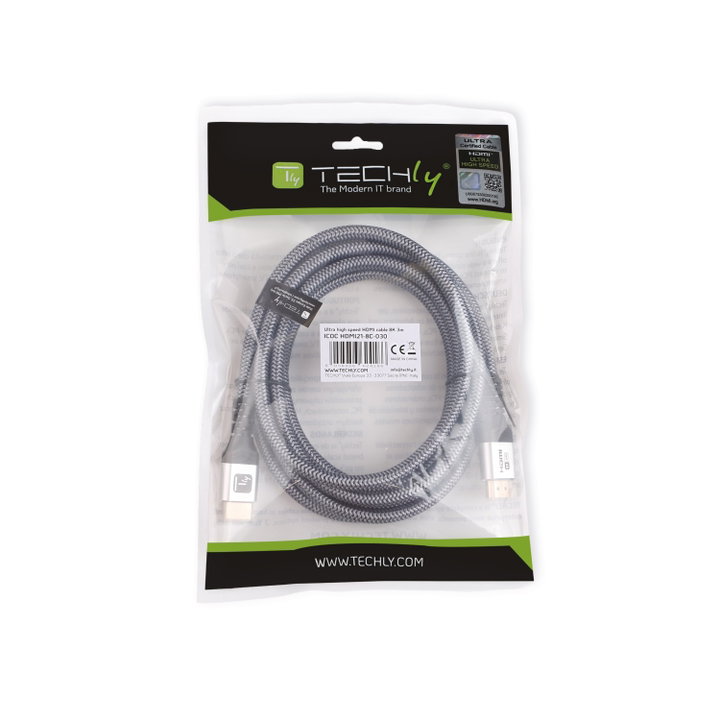 Cavo HDMI Ultra High Speed 48Gbps Maschio/Maschio 8K@60Hz Certificato 3m - Techly ICOC HDMI21-8C-030