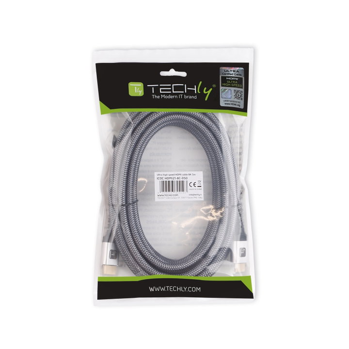 Cavo HDMI Ultra High Speed 48Gbps Maschio/Maschio 8K@60Hz Certificato 5m - Techly ICOC HDMI21-8C-050