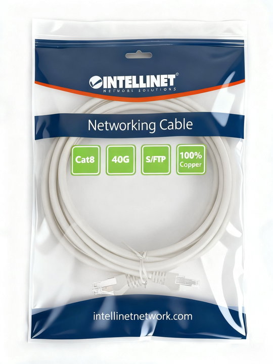 Cavo di Rete Cat8.1 SFTP LSZH 0,2m Grigio - Intellinet ICOC LS8-002