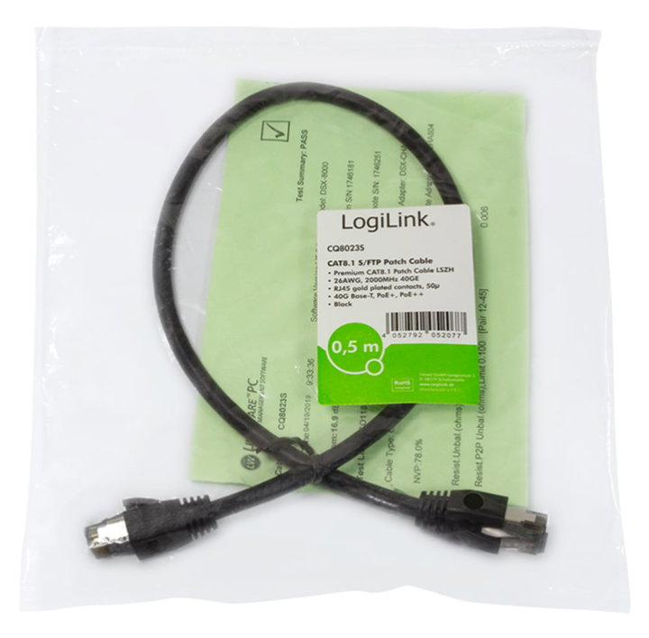 Cavo Patch Cat8.1 SFTP LSZH 0,5m Nero - Logilink ICOC LS81-005-BKL