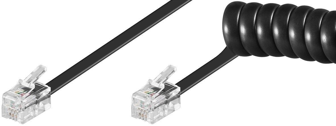 Cavo telefonico spiralato per cornetta 2m RJ10 4P4C Nero - Intellinet ICOC MD-44-02SBK