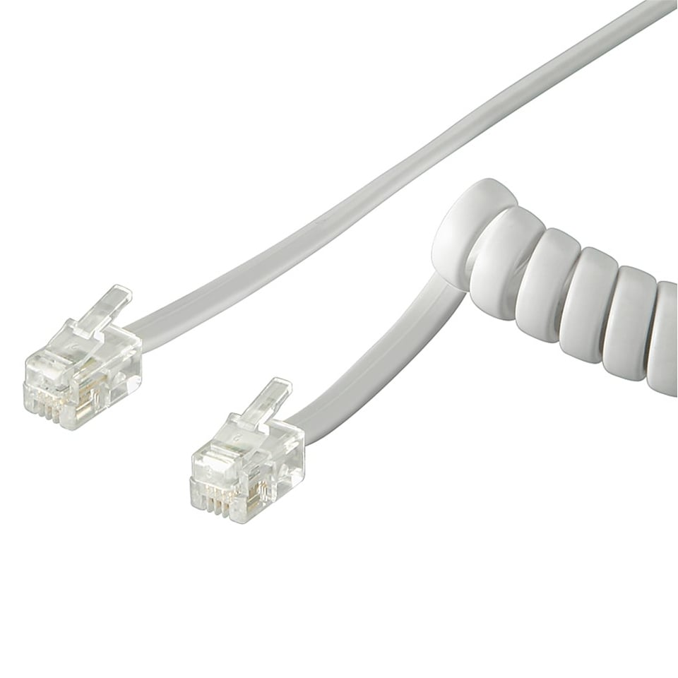Cavo Telefonico Spiralato per Cornetta 2m RJ10 4P4C Bianco - Goobay ICOC MD-44-02SWG