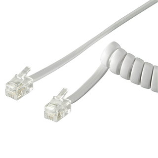 Cavo Telefonico Spiralato per Cornetta 2m RJ10 4P4C Bianco - Goobay ICOC MD-44-02SWG
