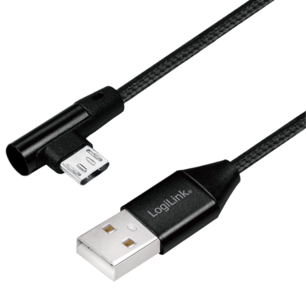 USB Micro-B Male Angle/USB-A Male Straight 1 m Black - Logilink ICC MU 290 A- 010 B
