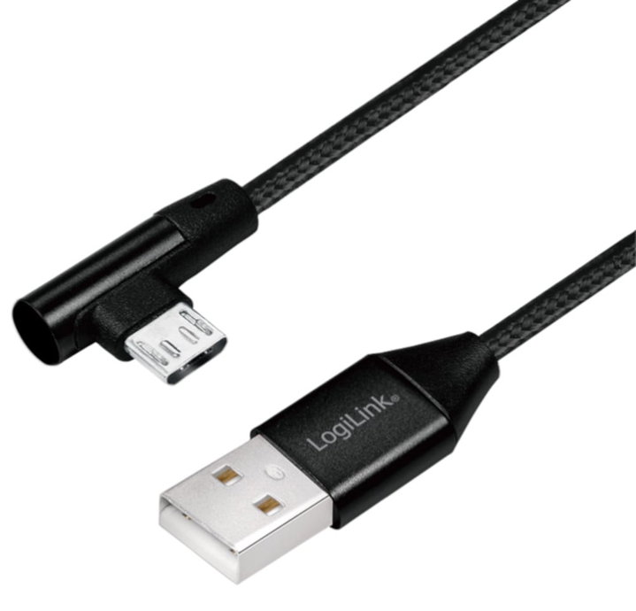Cavo USB Micro-B Maschio Angolato/USB-A Maschio Dritto 1m Nero - Logilink ICOC MU290A-010B