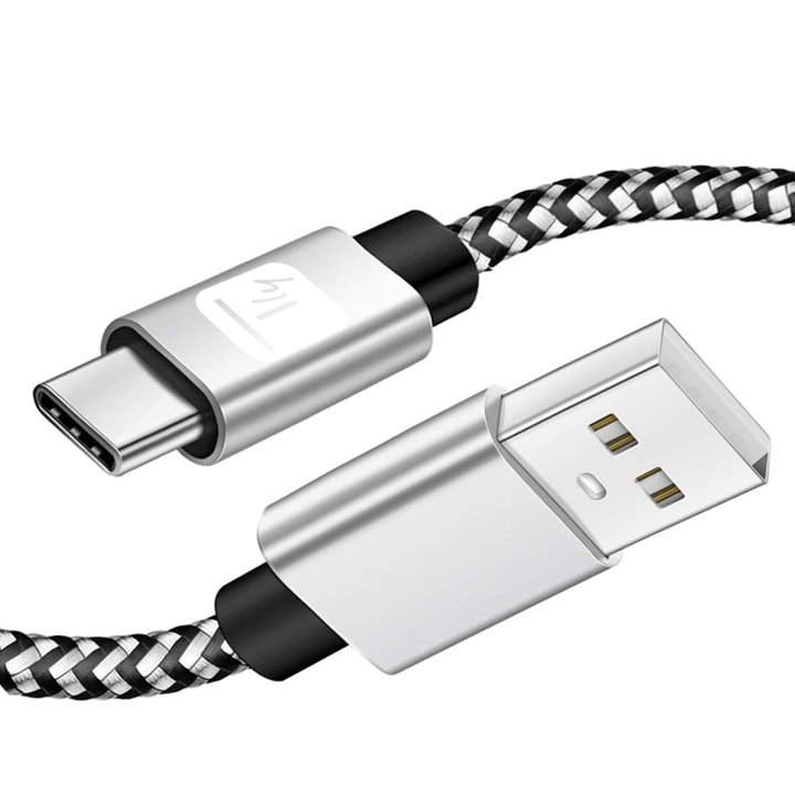 USB-A Male 2.0 USB-C Male 3 A 1 m Aluminium - Techly IOC MU 2 AC- 010 -AL