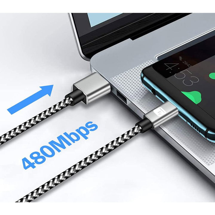 USB-A Male 2.0 USB-C Male 3 A 1 m Aluminium - Techly IOC MU 2 AC- 010 -AL