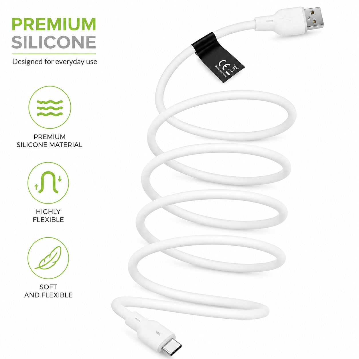 Cavo USB-C Maschio / USB-A Maschio 2.0 2.4A 1,5m Silicone con LED Bianco - Techly ICOC MU2AC-015-LIGH