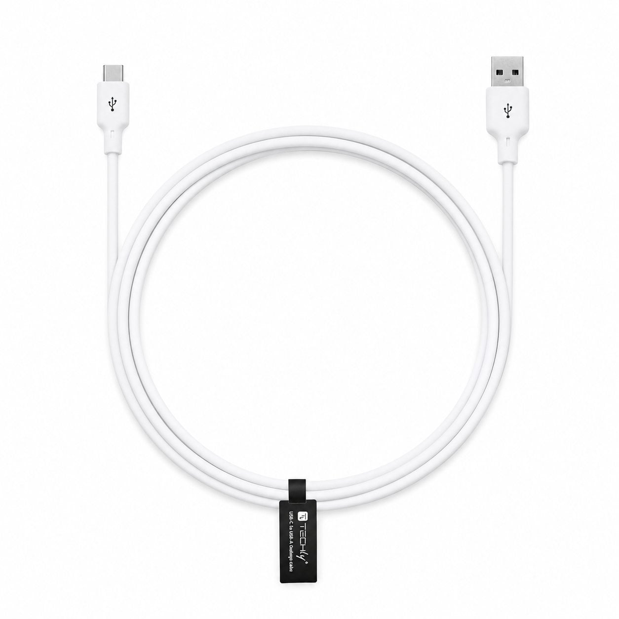 Cavo USB-C Maschio / USB-A Maschio 2.0 2.4A 1,5m Silicone con LED Bianco - Techly ICOC MU2AC-015-LIGH