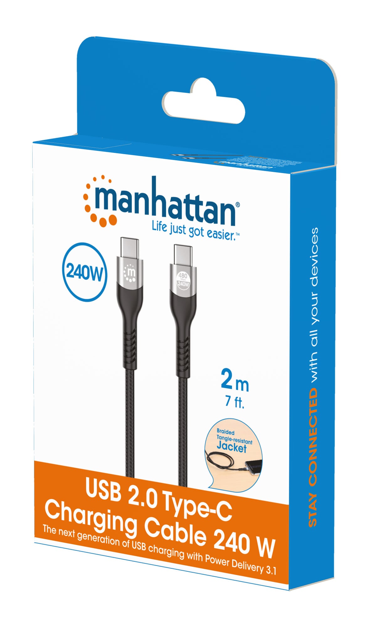 Cavo USB 2.0 EPR USB-C™ M/M 240W PD 3.1 e-Mark 2m - Manhattan ICOC MU2AC-240W2M
