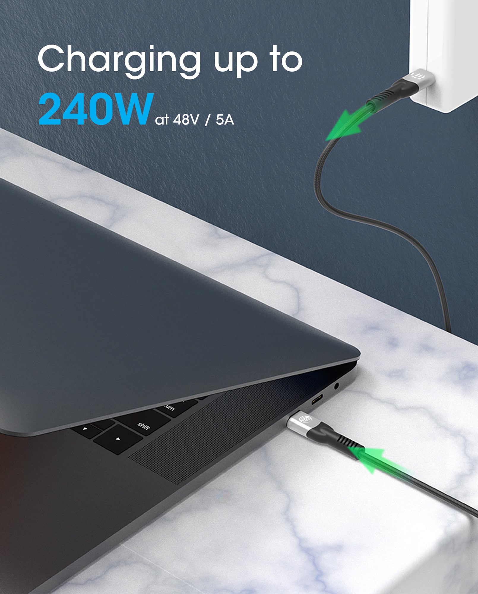 Cavo USB 2.0 EPR USB-C™ M/M 240W PD 3.1 e-Mark 2m - Manhattan ICOC MU2AC-240W2M