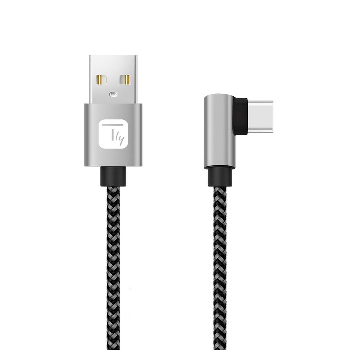 USB-A Male 2.0 / USB-C Male Angle 3 A 1 m Aluminium - Techly IOC MU 2 AC 9 - 010 -AL