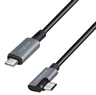 Cavo HighSpeed E-mark PD USB-C Maschio Angolato/USB-C Maschio Dritto 1m Nero - Logilink ICOC MU2AC9-100W1