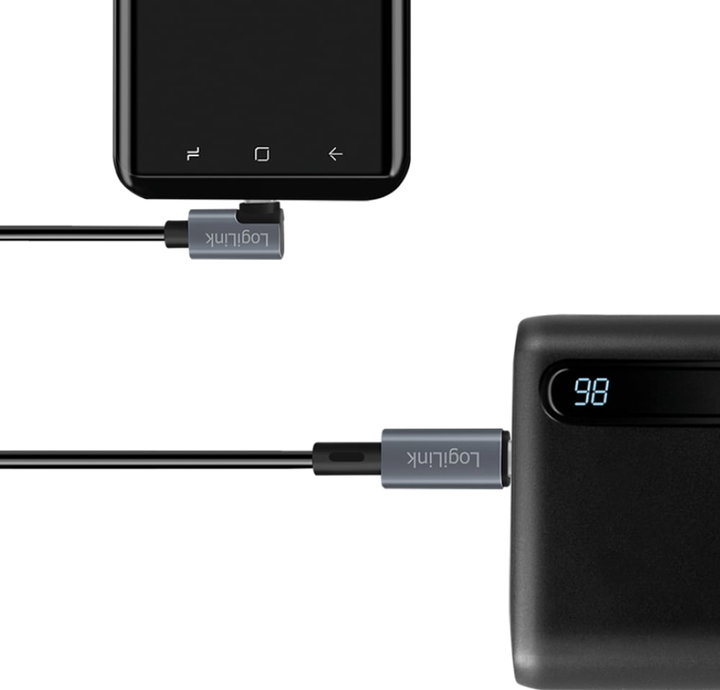 Cavo HighSpeed E-mark PD USB-C Maschio Angolato/USB-C Maschio Dritto 2m Nero - Logilink ICOC MU2AC9-100W2